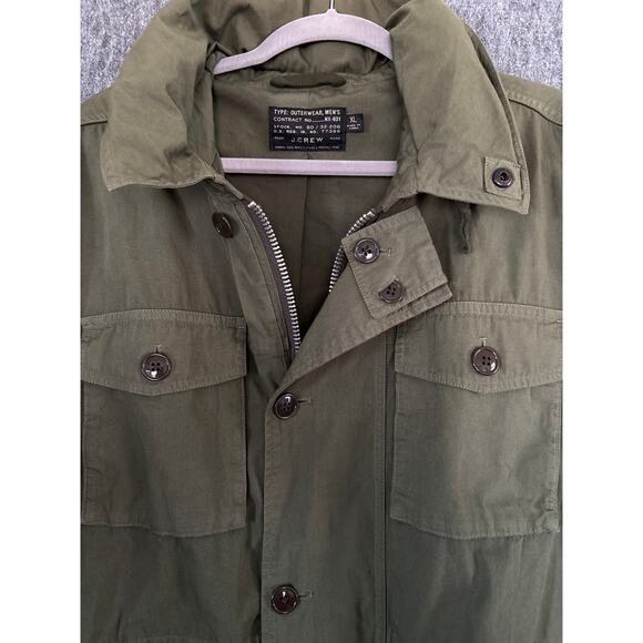 J Crew Men's XL Army Military Field Jacket Green NX-631 Hooded Outdoor Coat - Picture 2 of 7